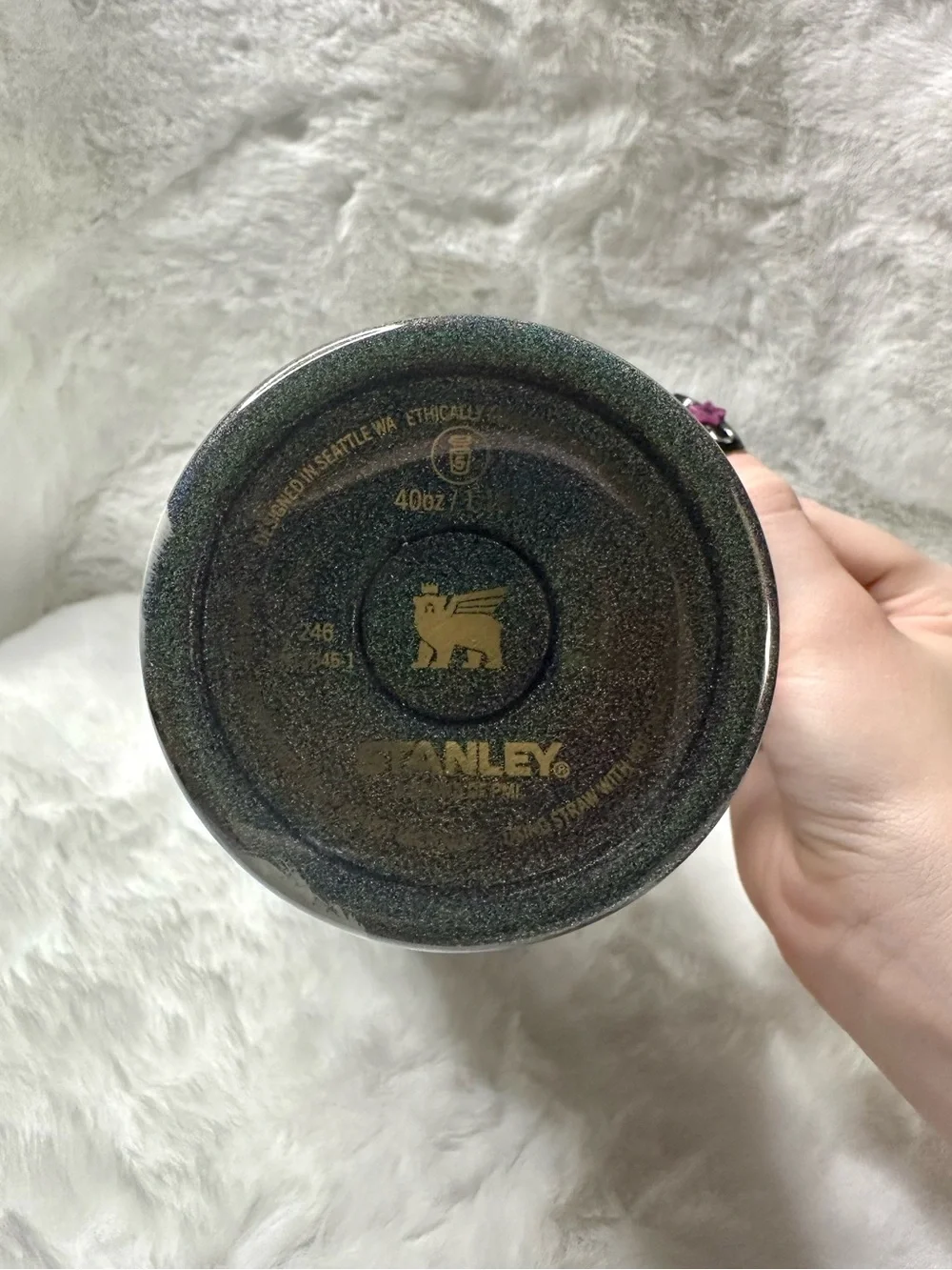 Hand painted Custom Stanley Black and Gold Floral Tumbler 40 oz